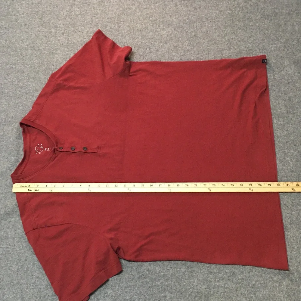 Even Tide Henley Shirt Mens XXL Red Short Sleeve 100% Cotton Peruvian Slub - Picture 8 of 9